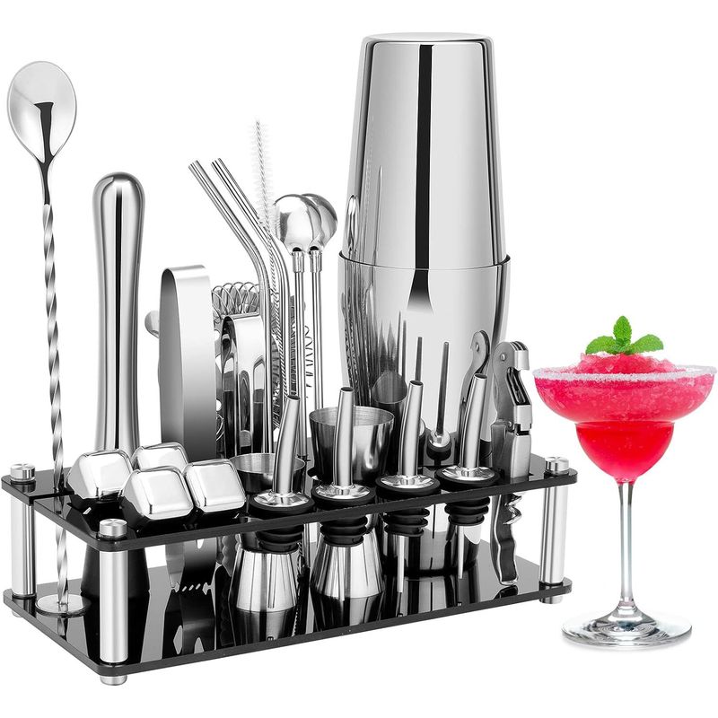 GENERICO - Kit Coctelería Bar Con Base Acero Inoxidable Envio Rapido
