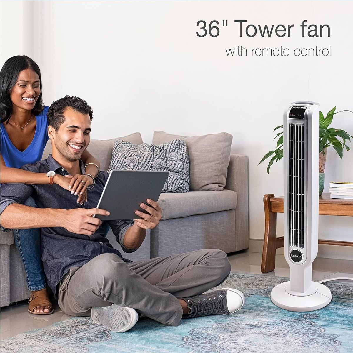 LASKO - Ventilador de Torre Ahorrador y Silencioso Control Remoto 92cm Lasko