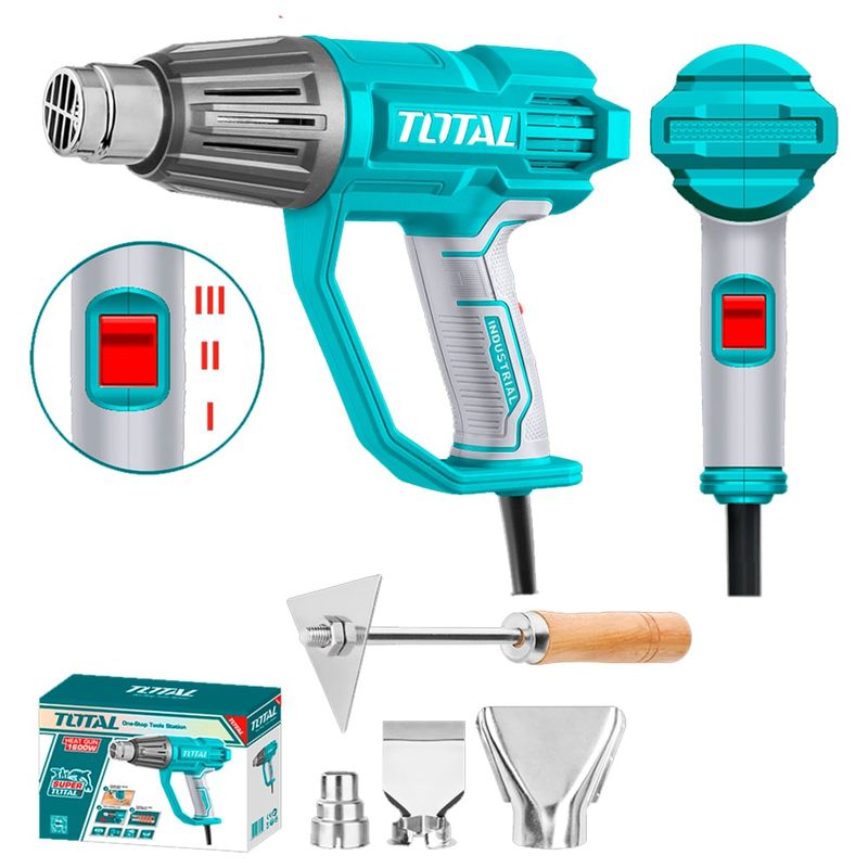 TOTAL - Pistola De Calor Profesional 1600 W +4 Accesorios, Total