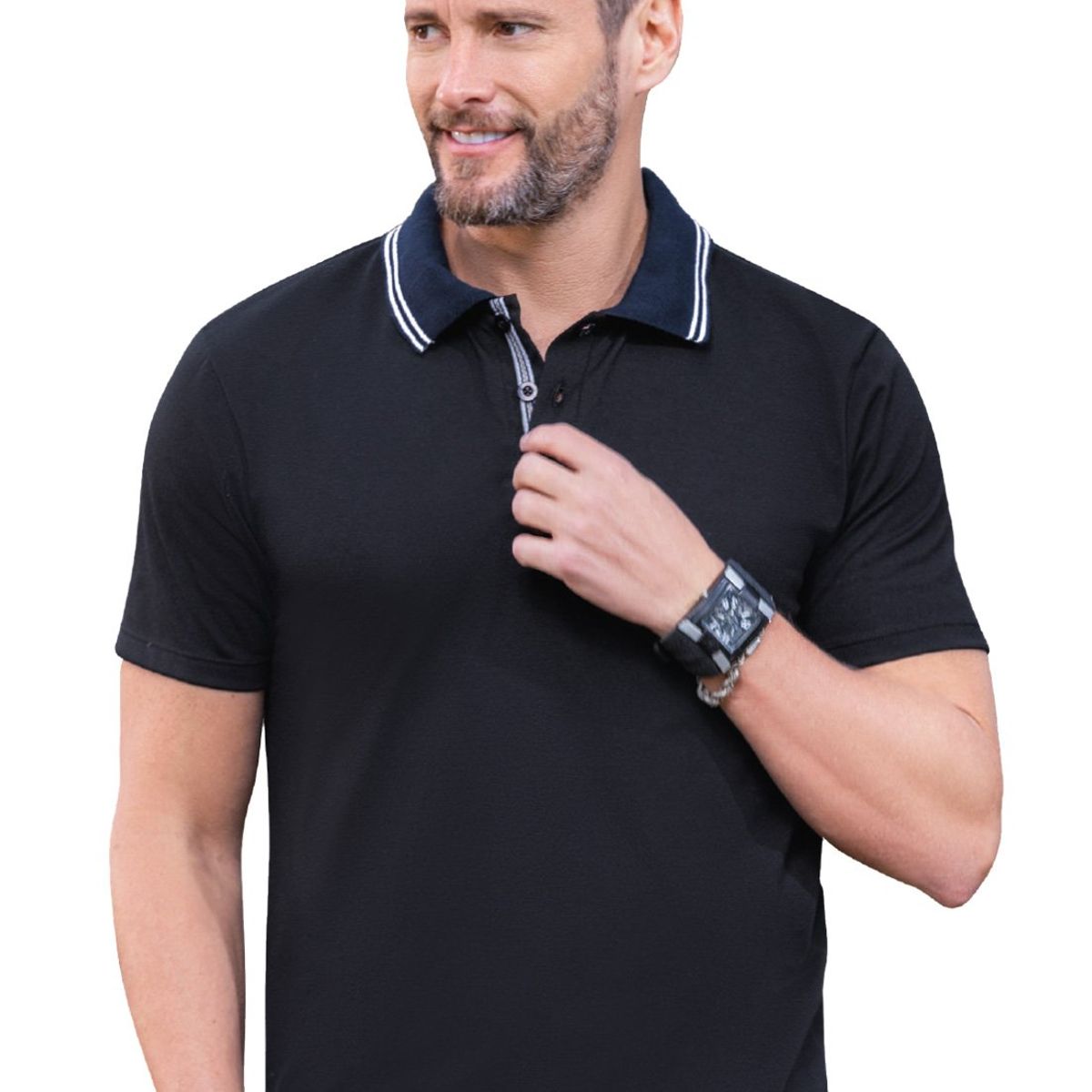 MARKETING PERSONAL - Polo Hombre Negro Mp 7098