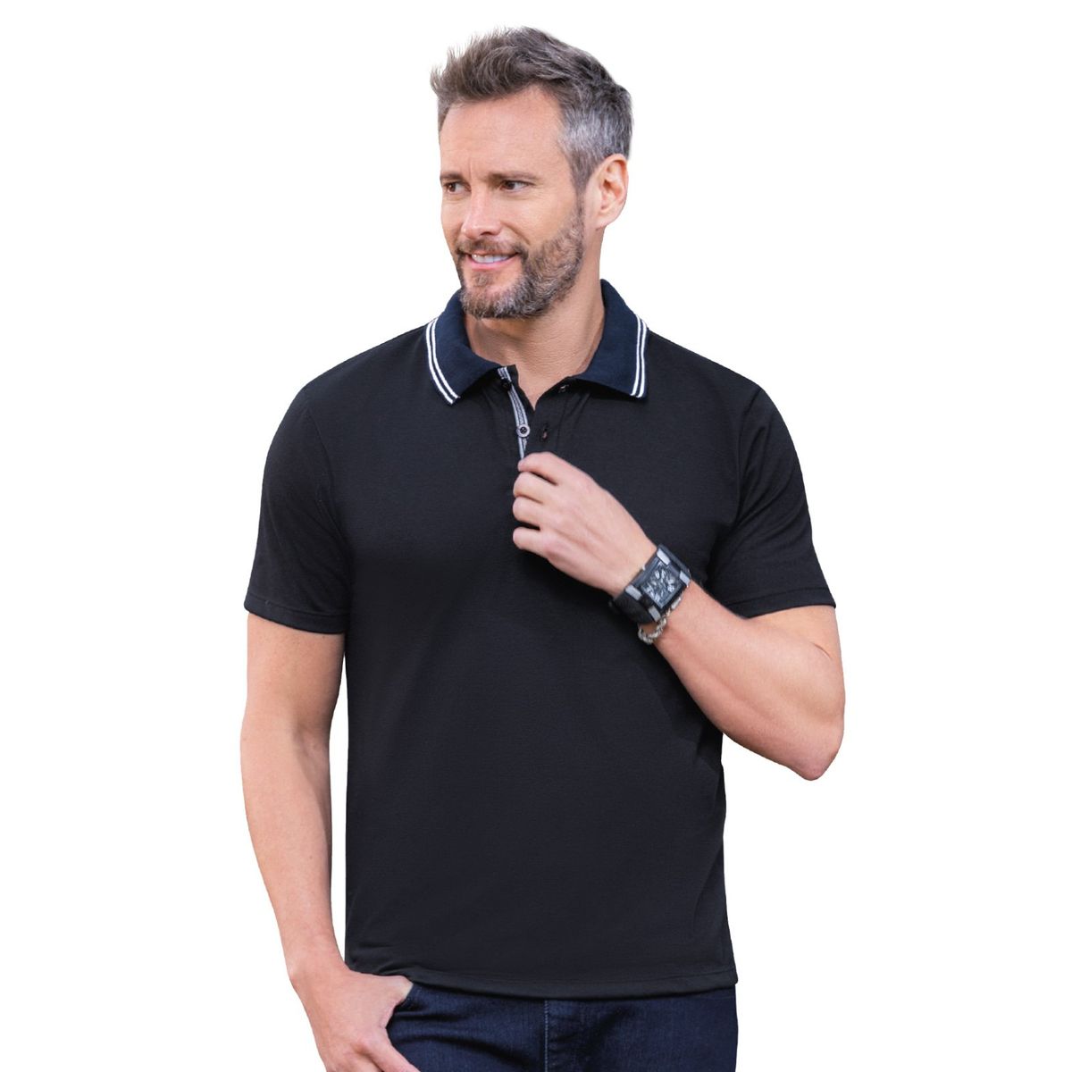 MARKETING PERSONAL - Polo Hombre Negro Mp 7098