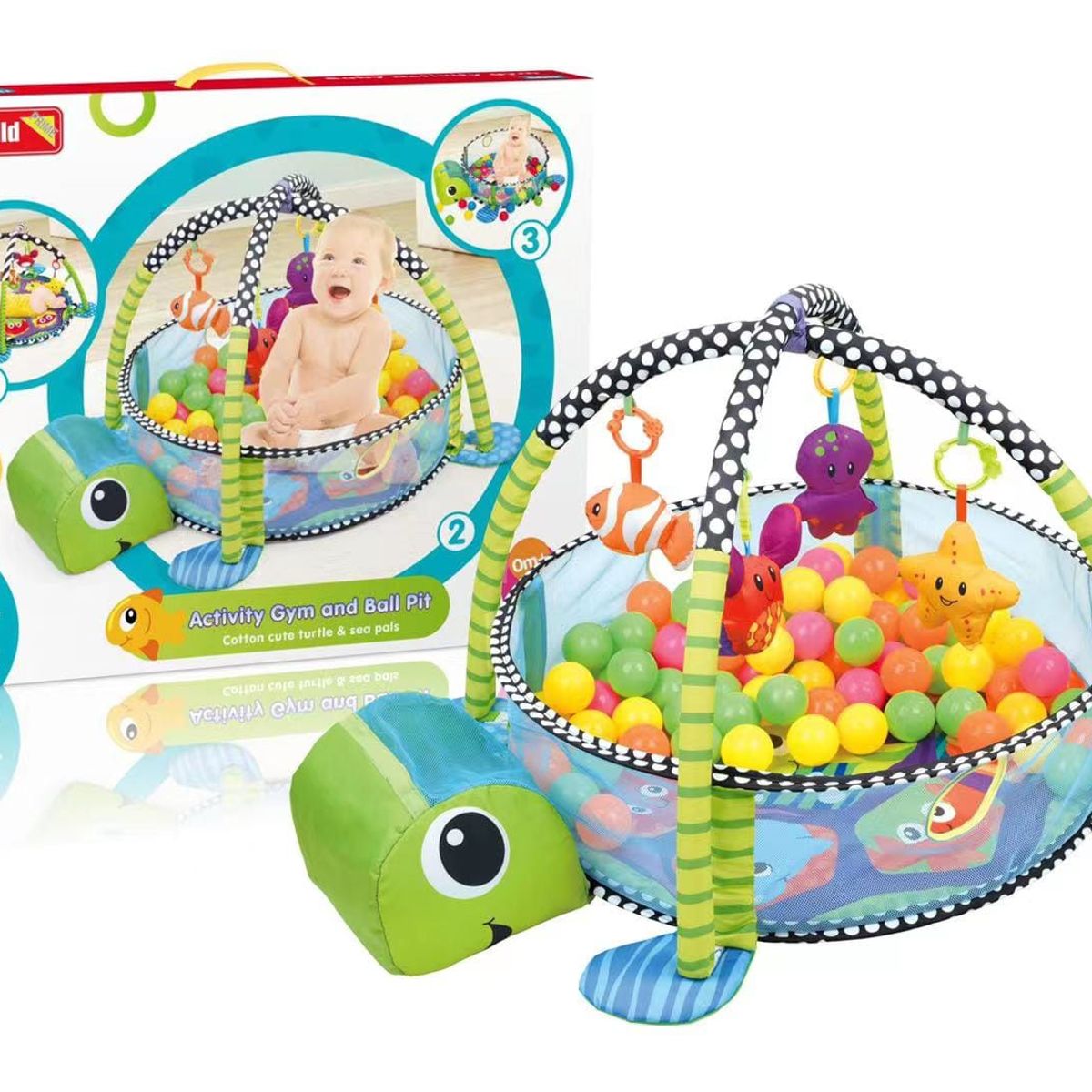GENERICO - Gimnasio Bebe Pataditas Tapete 30 Pelotas 3 -1 Tortuga