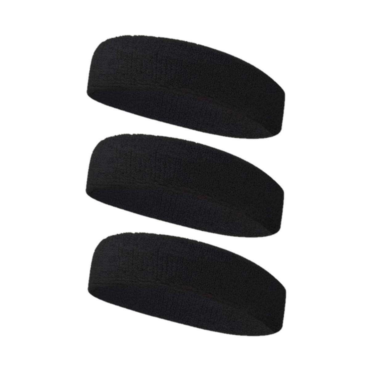 GENERICO - Balaca X 3 Unid Banda Toalla Elastica de Cabello Deporte Fitness Negro-