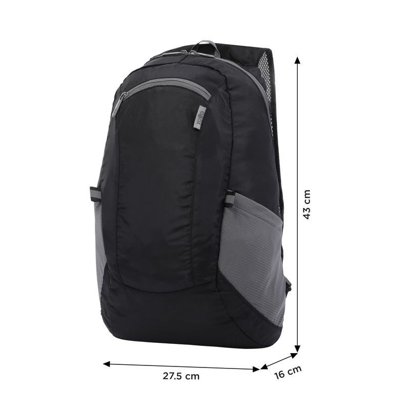 TOTTO - Morral Plegable Troker Negro 19 Litros con Reflectivos
