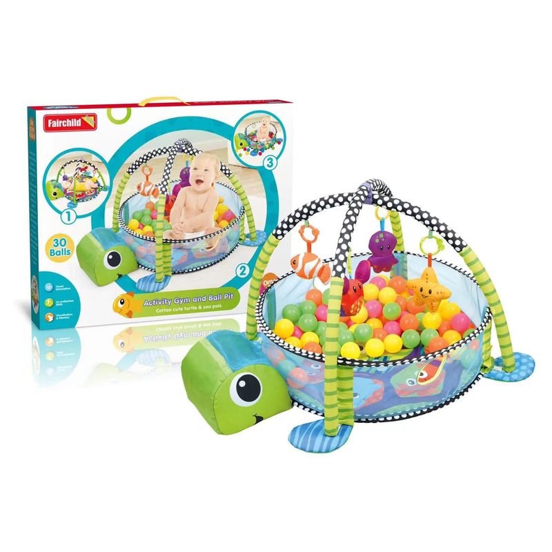 GENERICO - Gimnasio Para Bebe Interactivo Piscina 30 Pelotas 3-1Tortuga