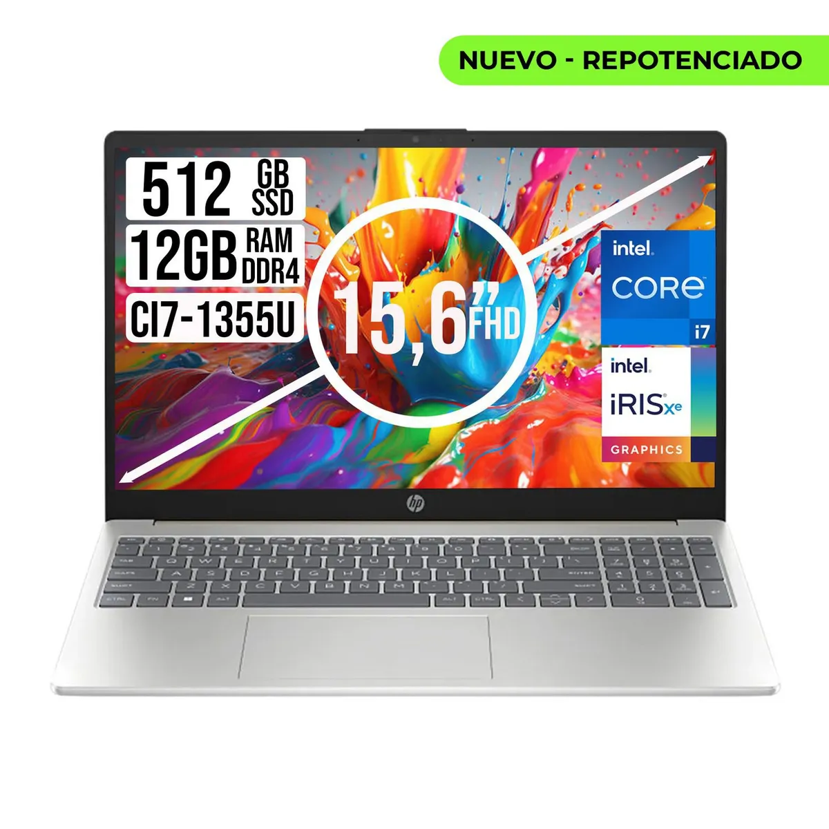 HP - PORTATIL HP INTEL CORE I7-1355U SSD 512GB RAM 12GB LED 15,6 FULL HD