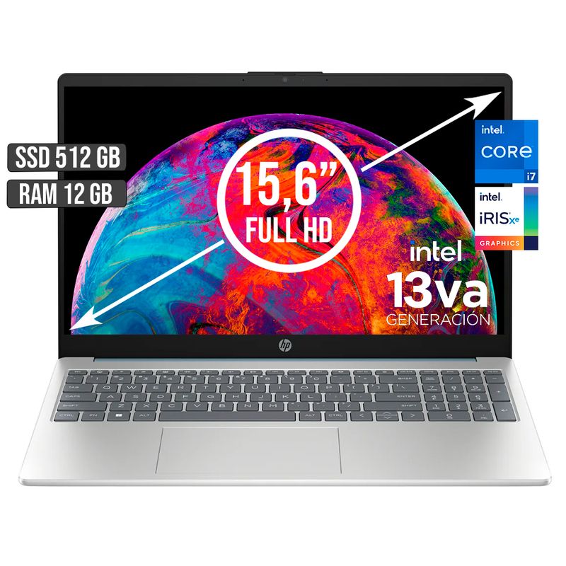 HP - PORTATIL HP INTEL CORE I7-1355U SSD 512GB RAM 12GB LED 15,6 FULL HD