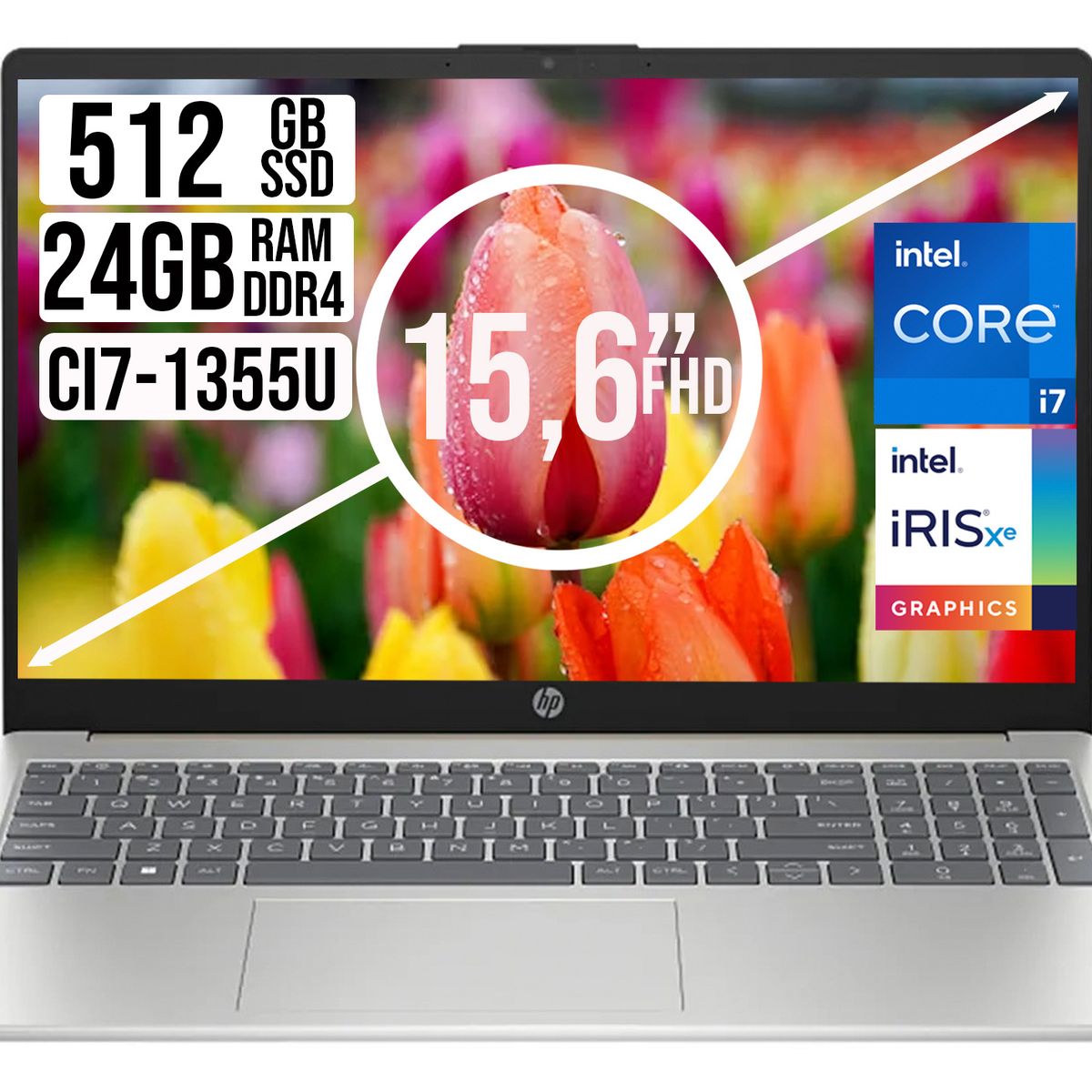HP - PORTATIL HP INTEL CORE I7-1355U SSD 512GB RAM 24GB LED 15,6 FULL HD