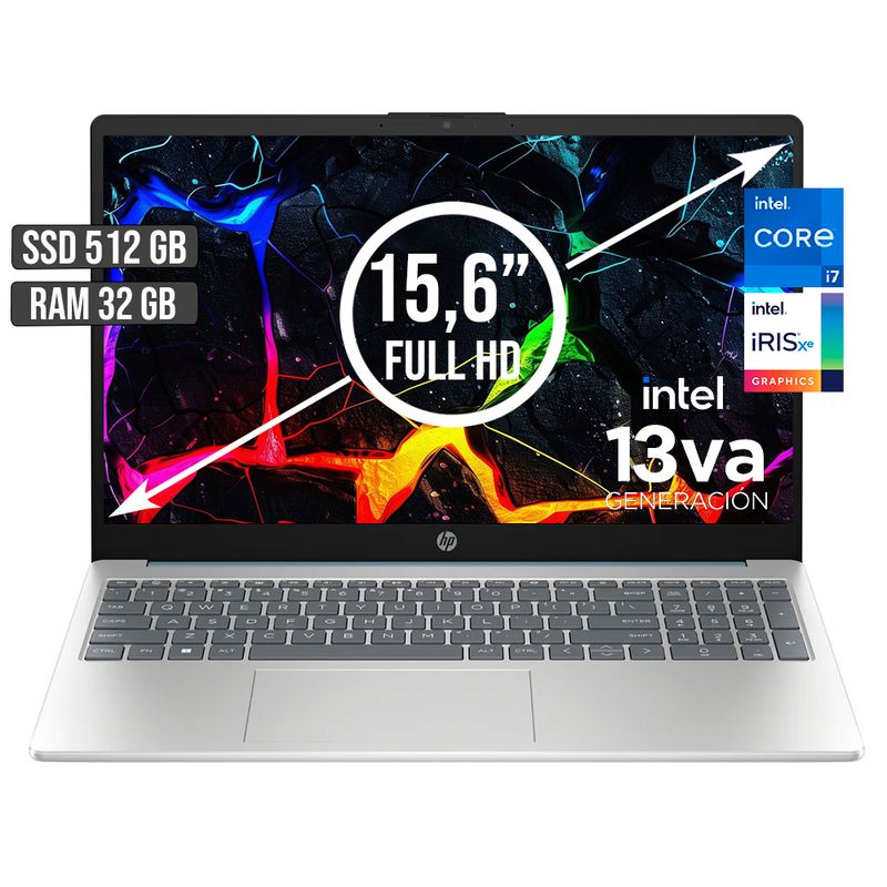 HP - PORTATIL HP INTEL CORE I7-1355U SSD 512GB RAM 32GB LED 15,6 FULL HD