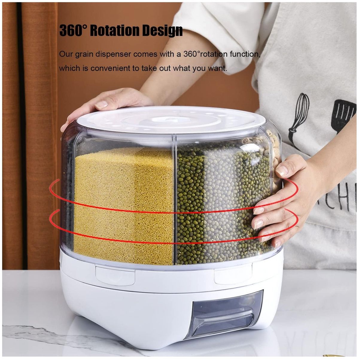 ONE PIXEL - Dispensador De Granos Giratorio 360° Organizador Alimentos 6 Espacios