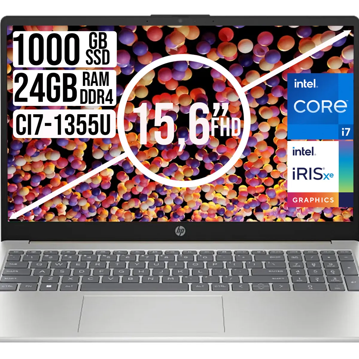 HP - PORTATIL HP INTEL CORE I7-1355U SSD 1TB RAM 24GB LED 15,6 FULL HD