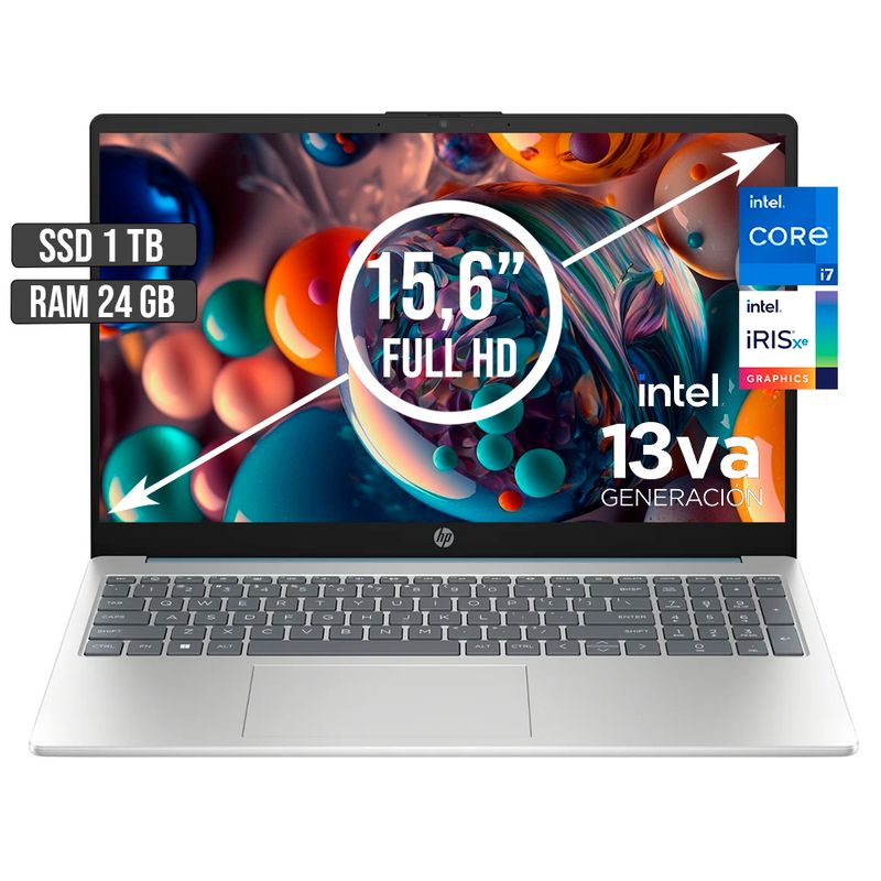 HP - PORTATIL HP INTEL CORE I7-1355U SSD 1TB RAM 24GB LED 15,6 FULL HD