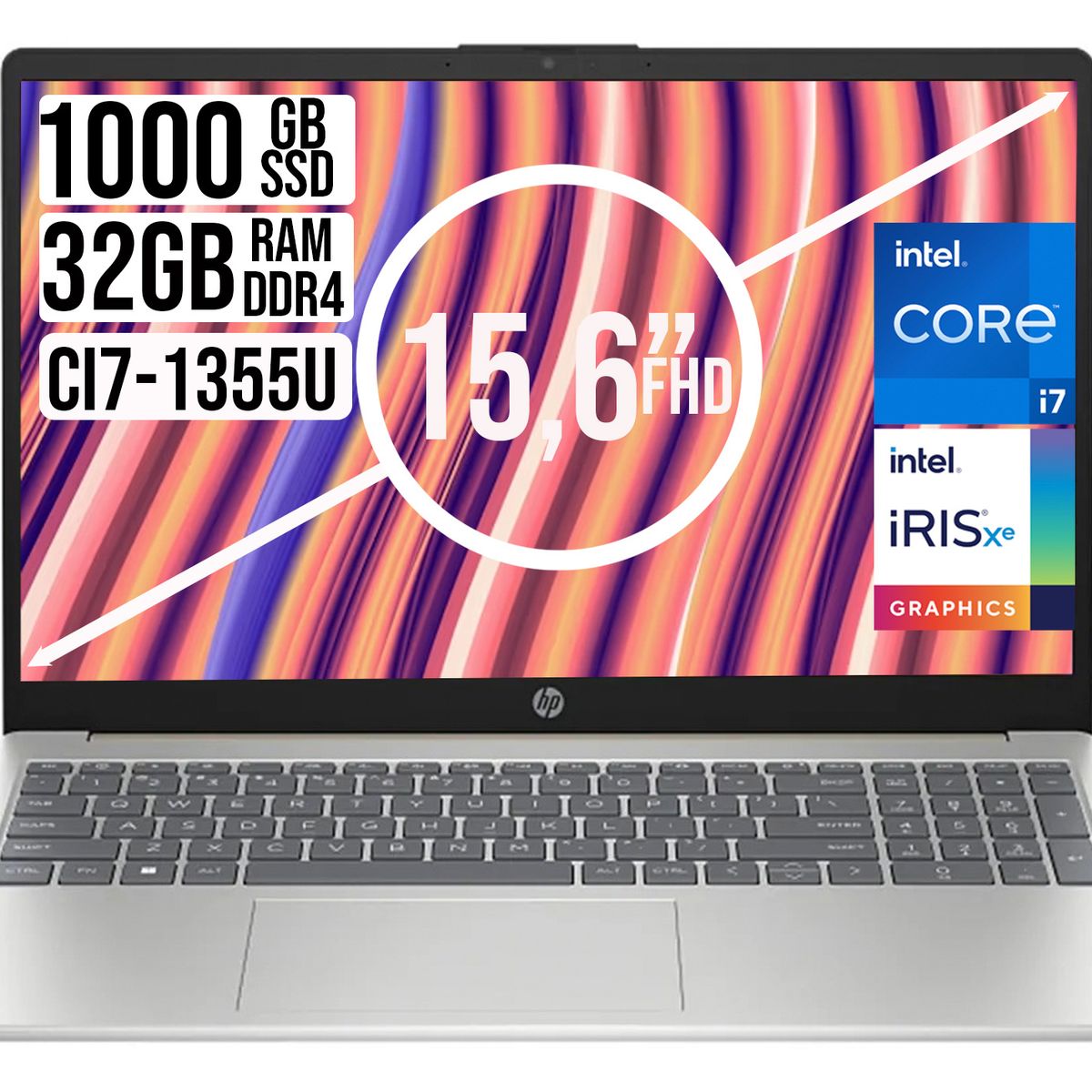 HP - PORTATIL HP INTEL CORE I7-1355U SSD 1TB RAM 32GB LED 15,6 FULL HD