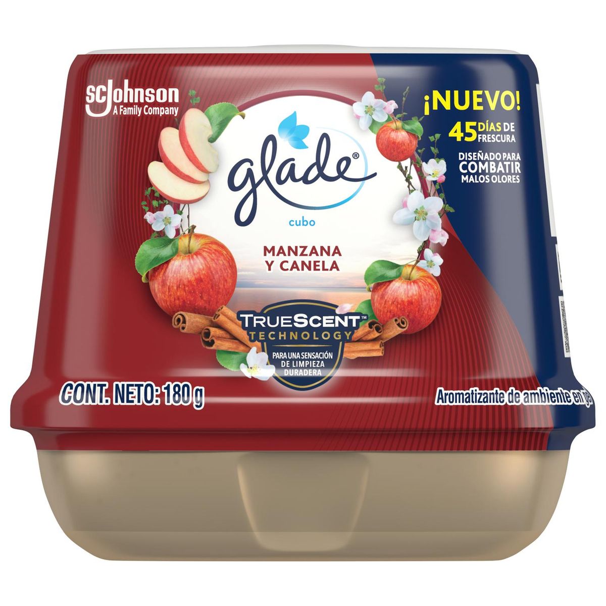 GLADE - Ambientador Glade Cubo en gel Manzana Canela 180 g