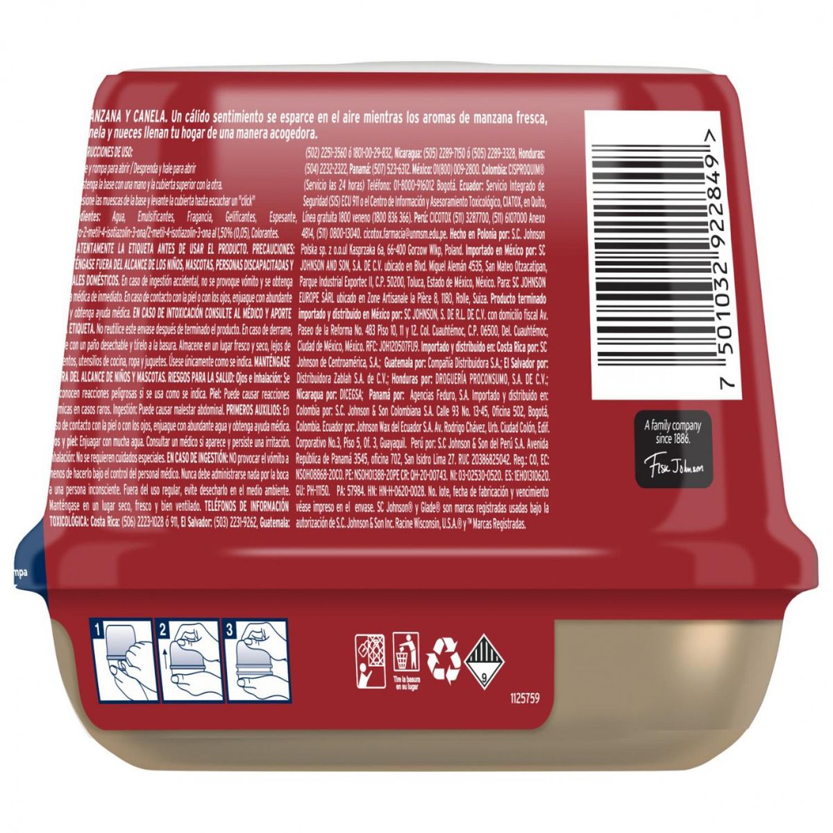 GLADE - Ambientador Glade Cubo en gel Manzana Canela 180 g