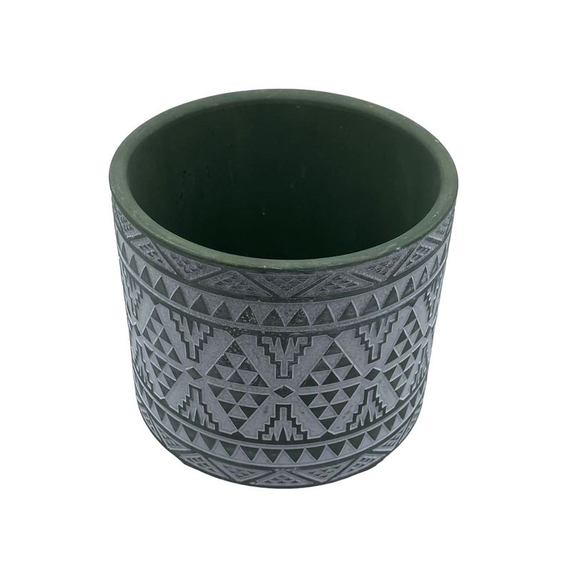 GENERICO - Maceta Ceramica Verde Grande Diseño Triangulos