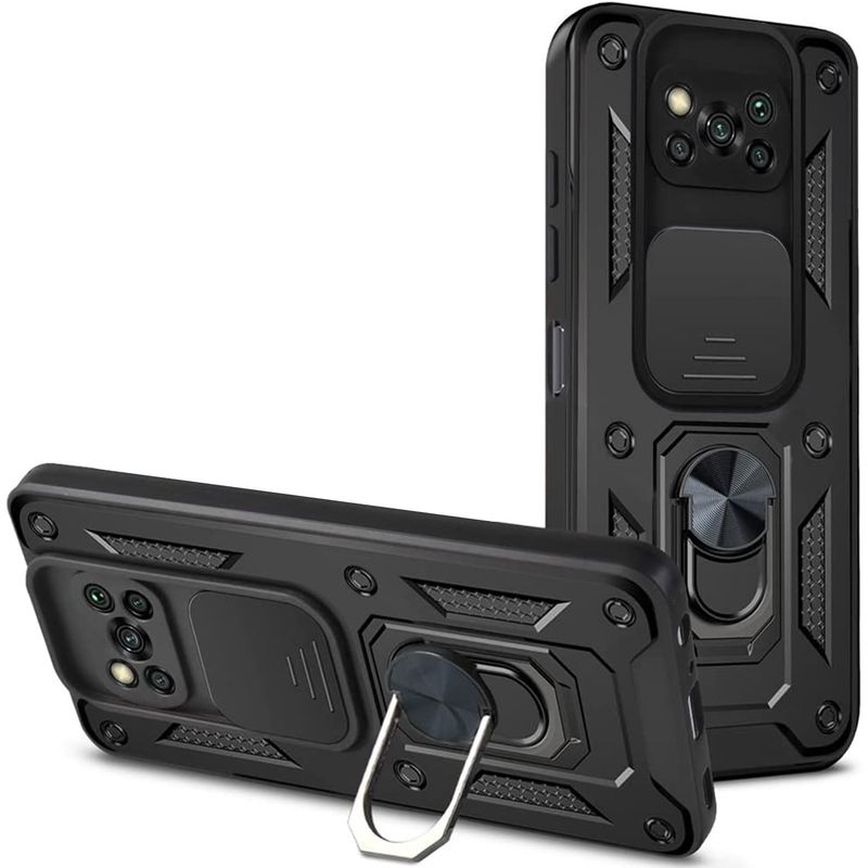 GENERICO - Funda Estuche Case Slider Compatible Con Xiaomi Poco X3 y X3 Pro Negro