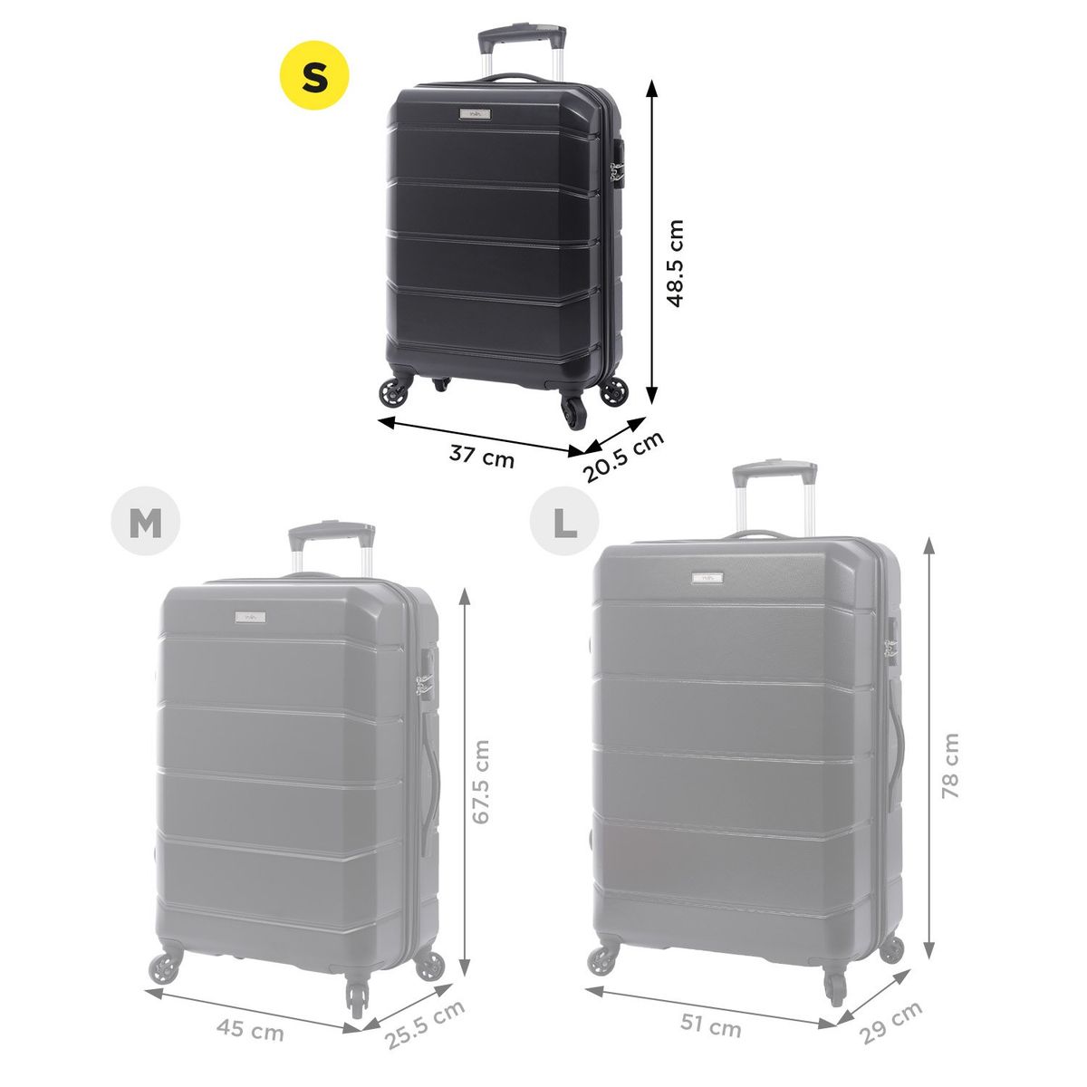 TOTTO - Maleta de Mano 360 Rayatta S Negra