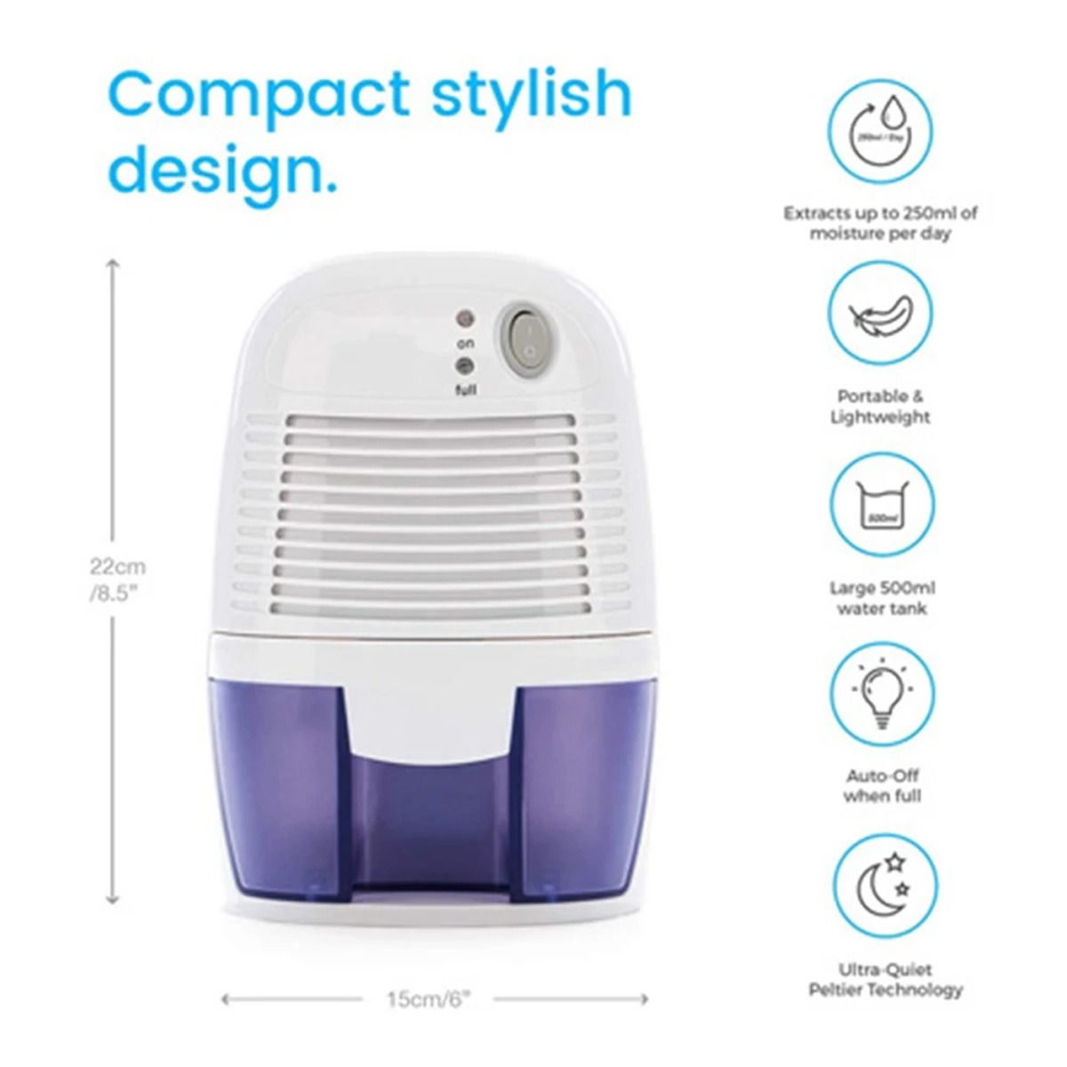 GENERICO - Deshumificador Electrico Absorbente Control De Humedad 500ml