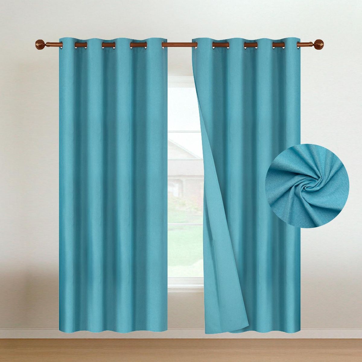 CASATUA - Cortinas Blackout 100% Casatua 2Paños 140x220 Lino Doble - Turquesa