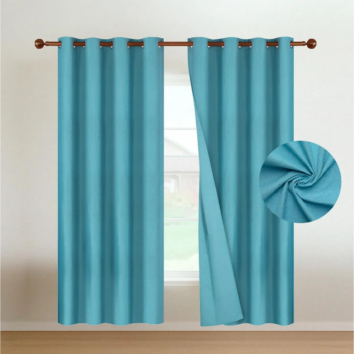 CASATUA - Cortinas Blackout 100% Casatua 2Paños 140x220 Lino Doble - Turquesa