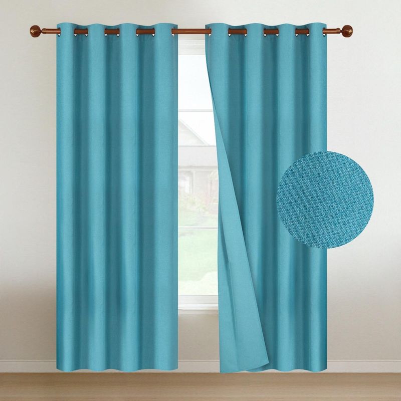 CASATUA - Cortinas Blackout 100% Casatua 2Paños 140x220 Lino Doble - Turquesa
