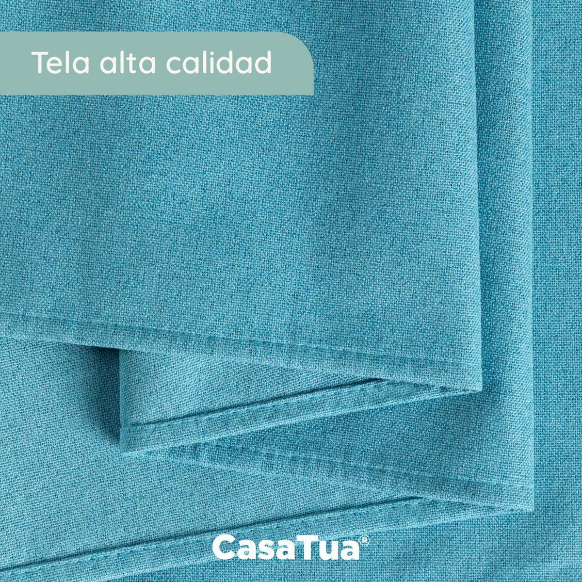 CASATUA - Cortinas Blackout 100% Casatua 2Paños 140x220 Lino Doble - Turquesa