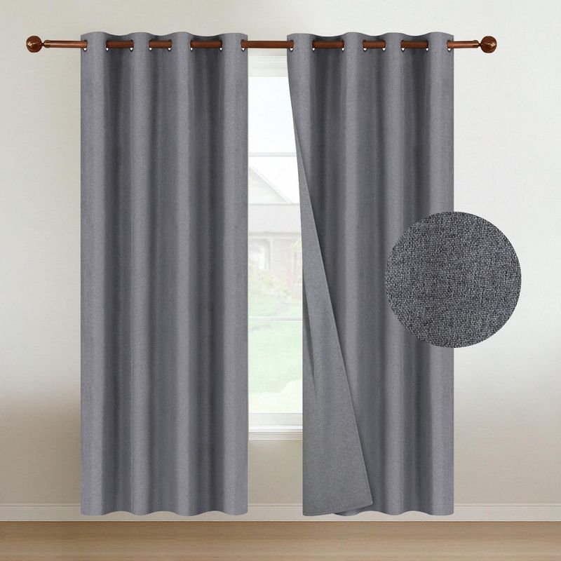 CASATUA - Cortinas Blackout 100% Casatua 2Paños 140x220 Lino Doble - Gris oscuro