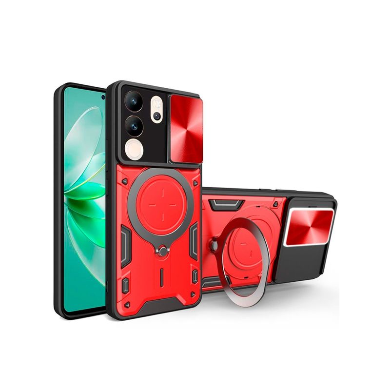 GENERICO - Estuche Proteccion Camara Con Soporte para vivo v30 lite Rojo