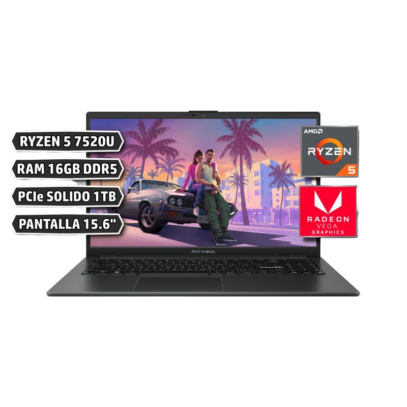 ASUS - Portátil Asus Vivobook Go 15 E1504FA Ryzen 5 7520u Ram 16gb PCIe 1Tb