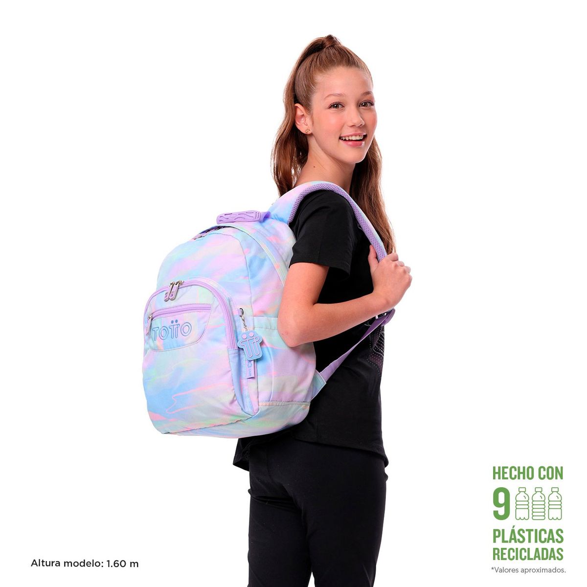 TOTTO - Morral Para Mujer Juvenil Porta PC 13" Gommas Verde