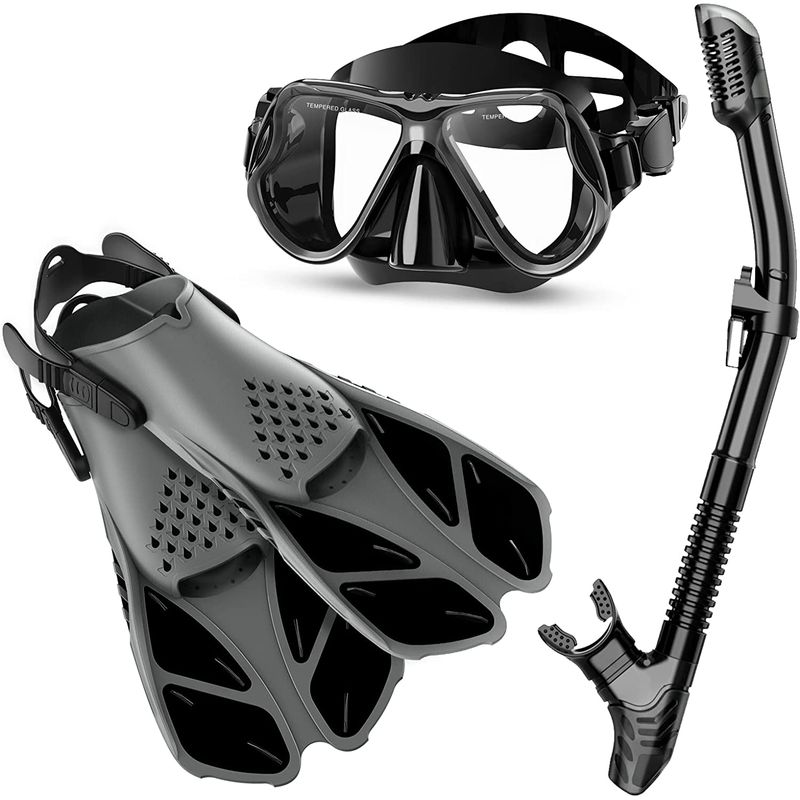 GEF - Set Snorkel Careta Aletas Natacion Buceo Material Flexible