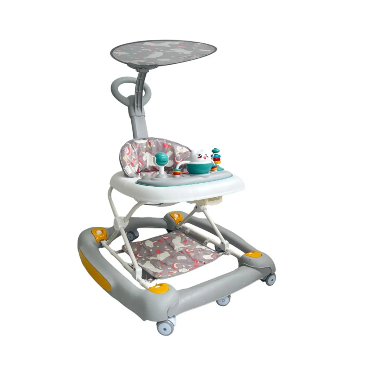 KIDSHOP - Caminador Mecedora Guia Musica Bebe Tapete Saltarn Gris 834B