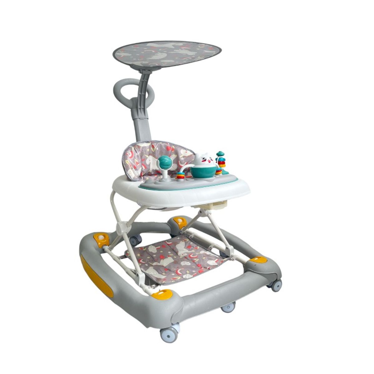 KIDSHOP - Caminador Mecedora Guia Musica Bebe Tapete Saltarn Gris 834B
