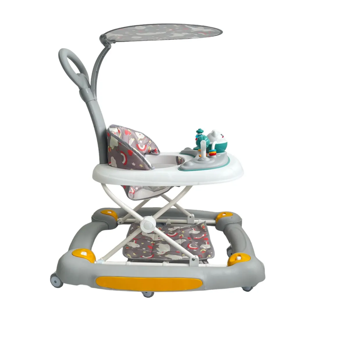 KIDSHOP - Caminador Mecedora Guia Musica Bebe Tapete Saltarn Gris 834B