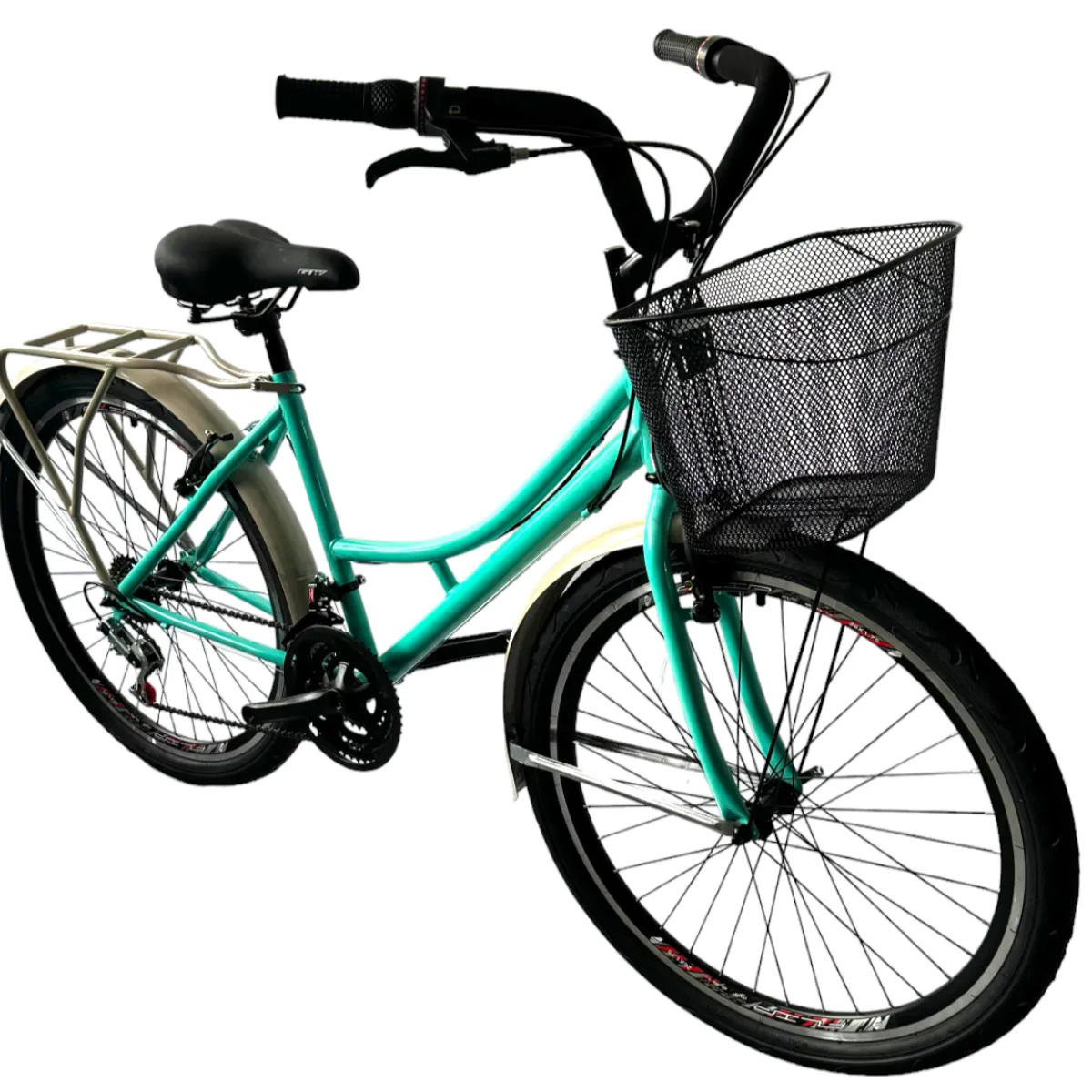 ATILA - Bicicleta playera rin 26 parrilla y canasta 18 cambios MENTA