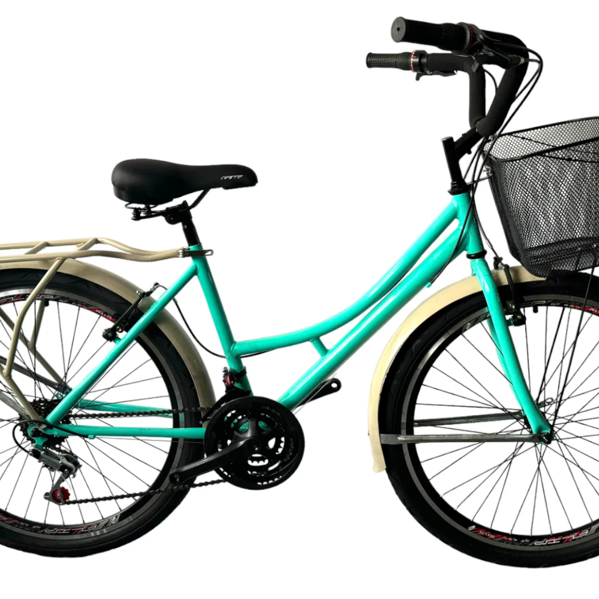 ATILA - Bicicleta playera rin 26 parrilla y canasta 18 cambios MENTA