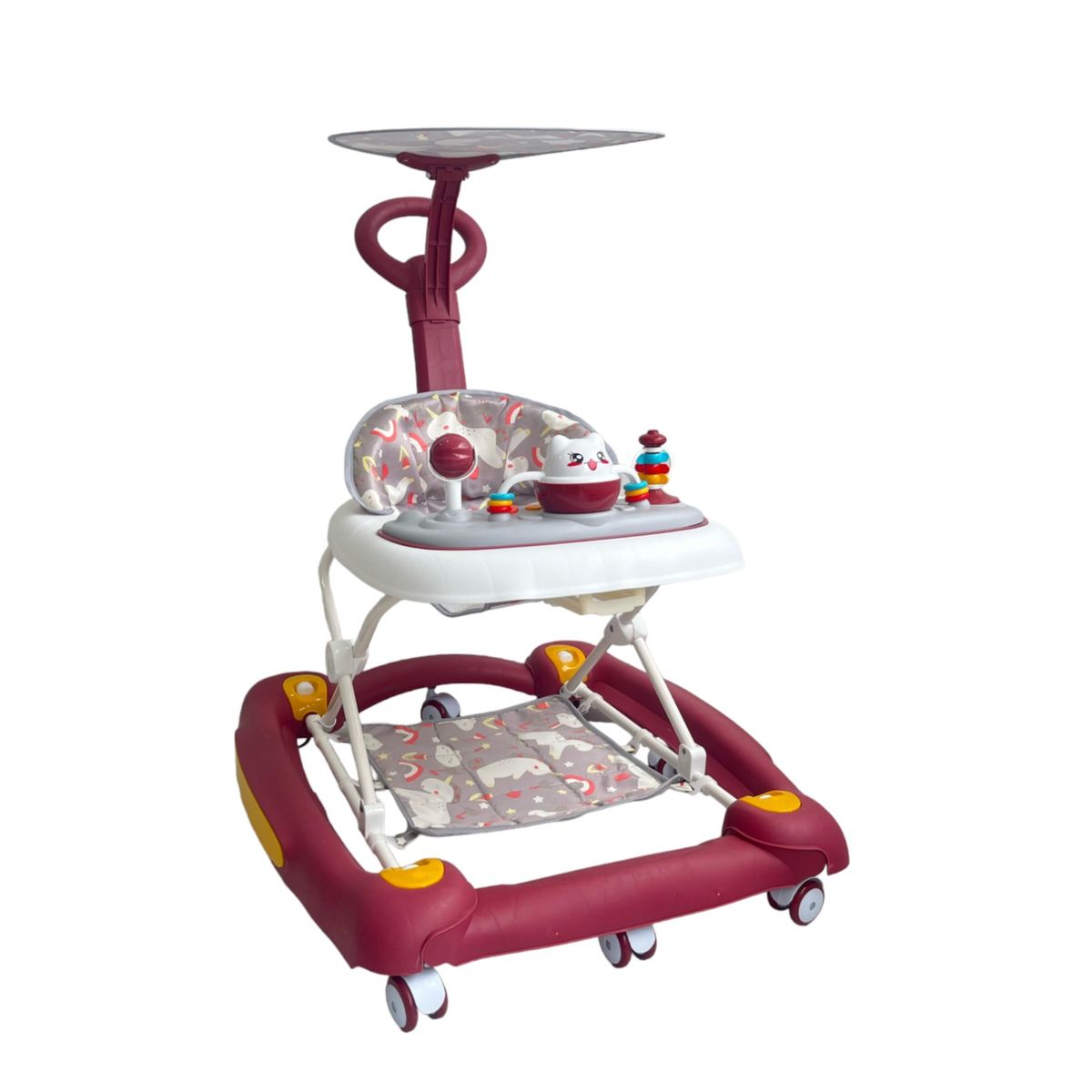 KIDSHOP - Caminador Mecedora Guia Musica Bebe Tapete Saltarn Rojo 834B