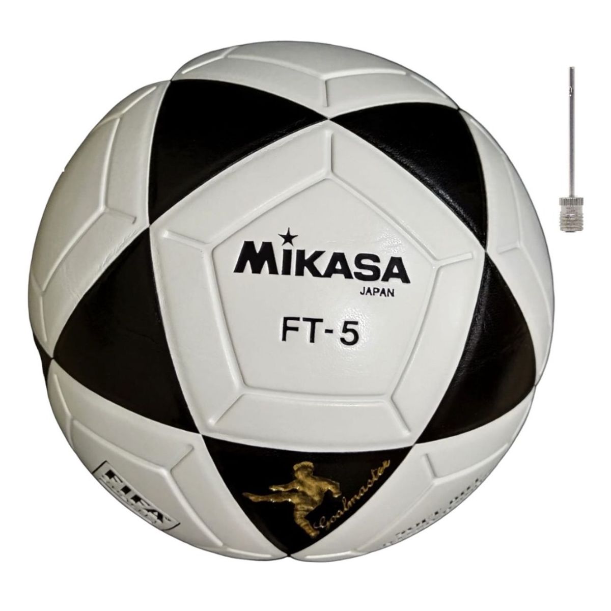 MIKASA - Balón De Fútbol Mikasa Ft5 Cuero Original Clásico + Aguja