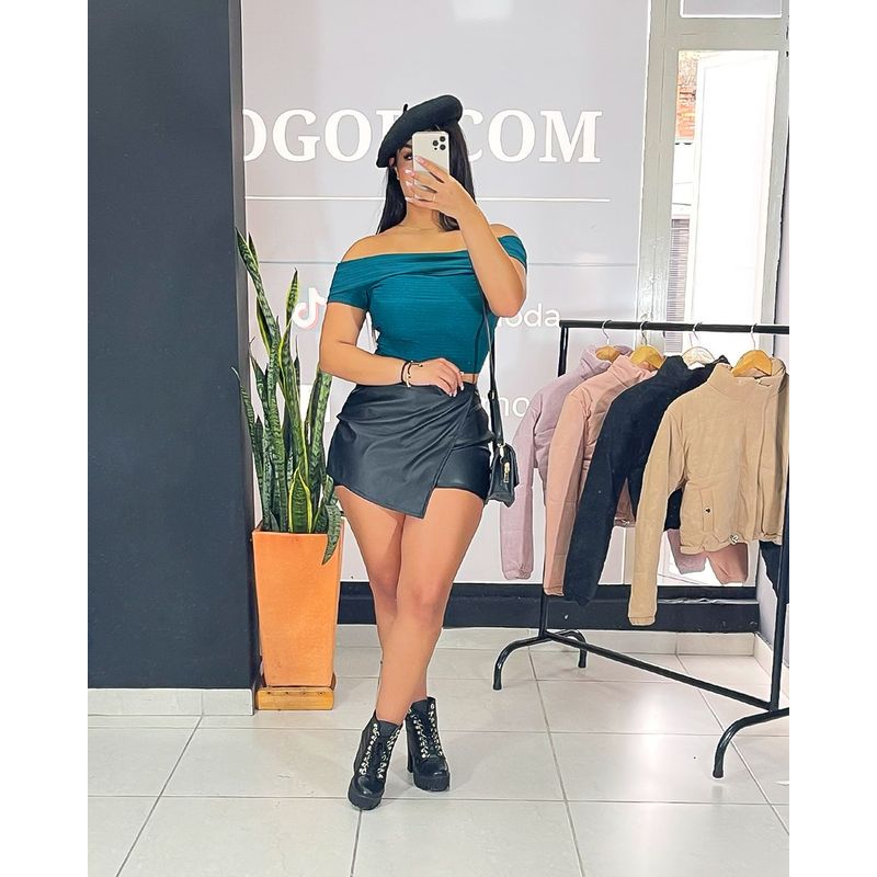 ATOGOB - Blusa Cuello Bandeja Manga Corta