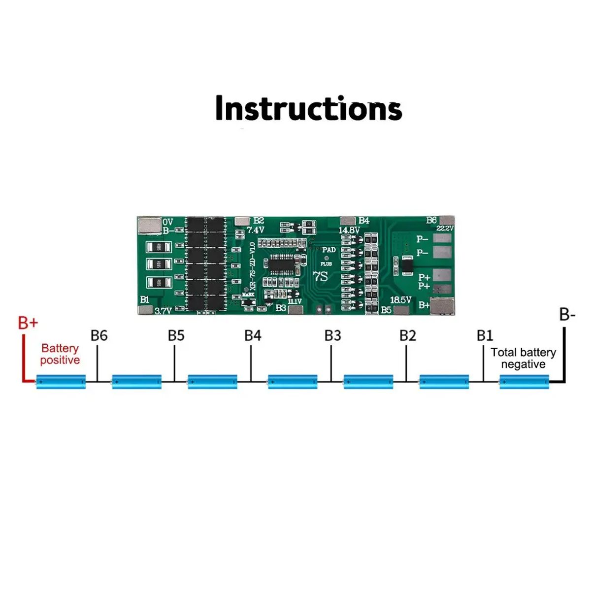 GENERICO - Tarjeta Carga BMS Bateria Li-ion 7S 30A Xr-7s-zd-vcx Con Balance