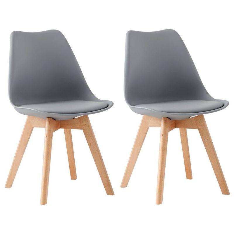 MOBLIHOUSE - Set x2 Silla De Comedor Eames Asiento De Piel Sintética Pata En Madera