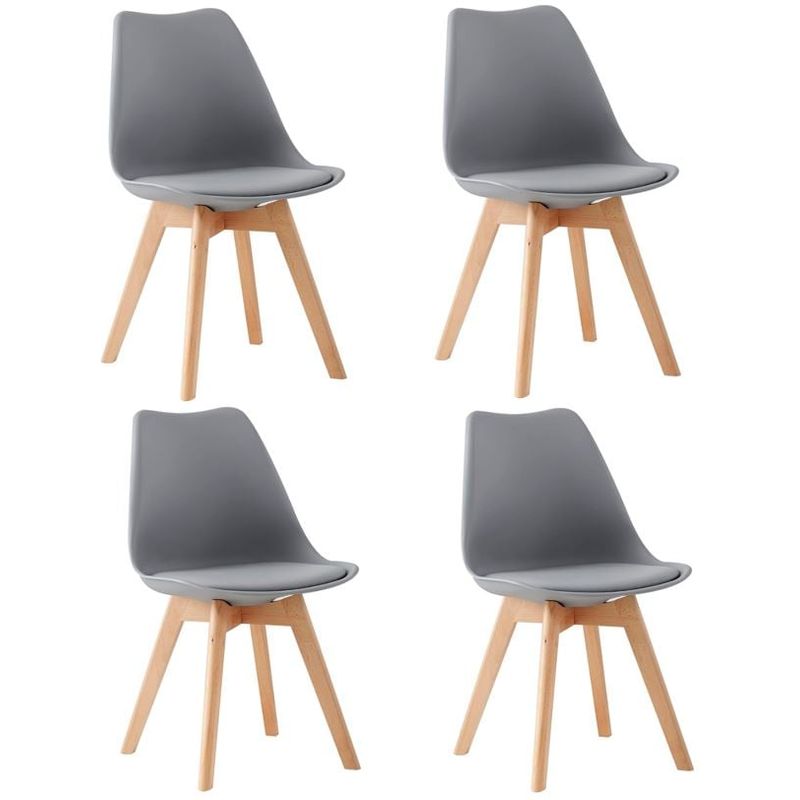 MOBLIHOUSE - Set X4 Silla De Comedor Eames Asiento De Piel Sintética Pata En Madera