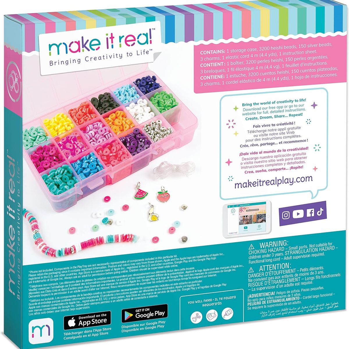 MAKE IT REAL - Set De Manillas Con Caja De Almacenamiento 3400 Piezas Niñas