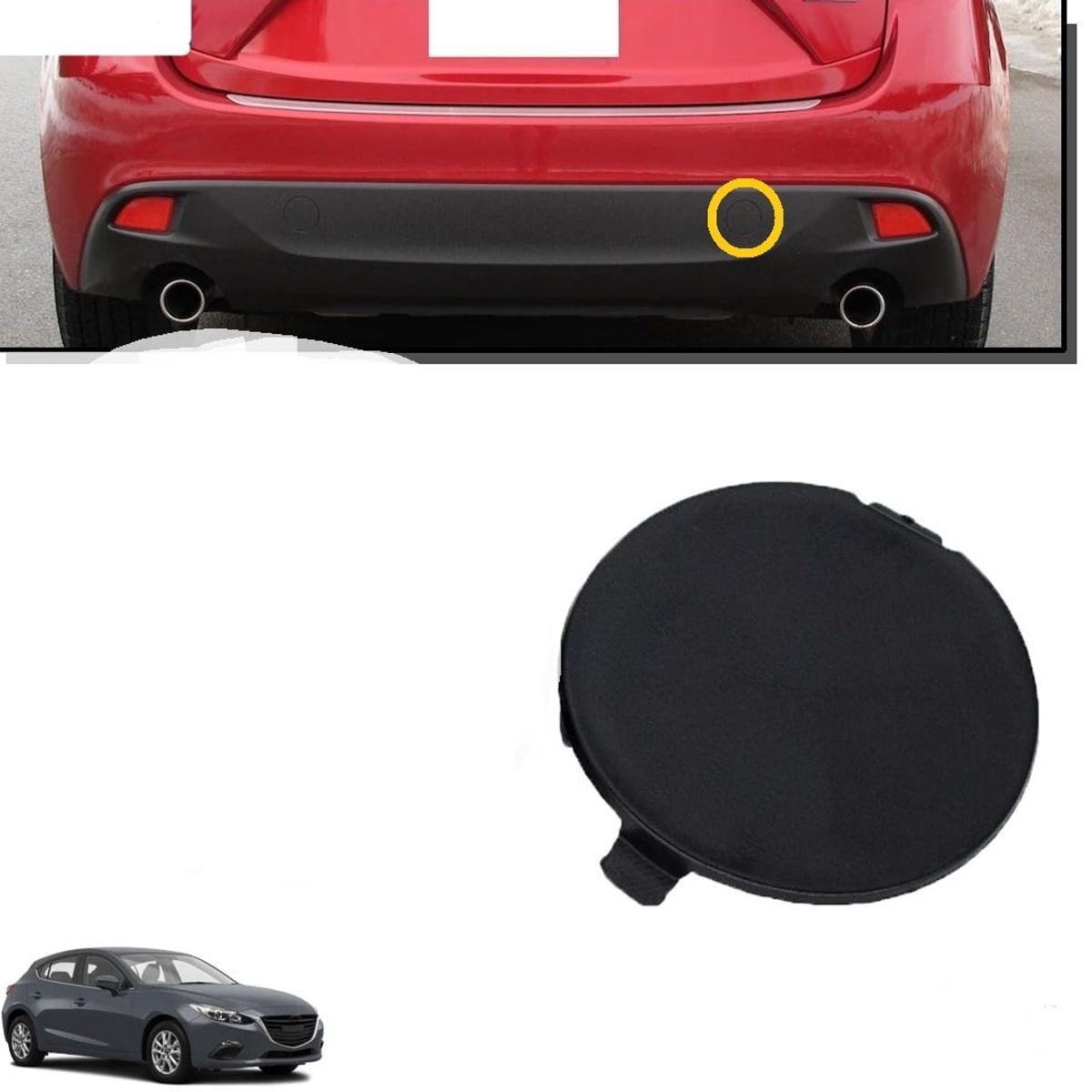 GENERICO - accesorios mazda 3 tapa bomper trasero derecha 2014-2019