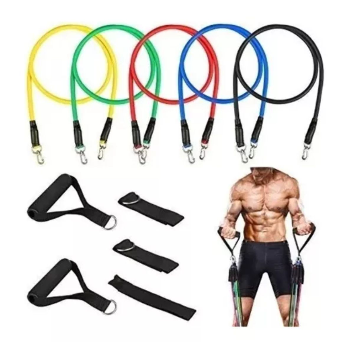 AFM - Kit Bandas Elásticas Tubulares Set 11 Piezas Juego Anclaje