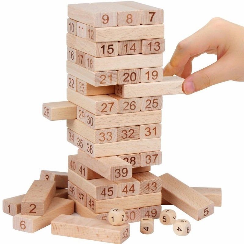 GENERICO - Juego Didáctico, Jenga Mediana, En Madera X 48 Piezas.