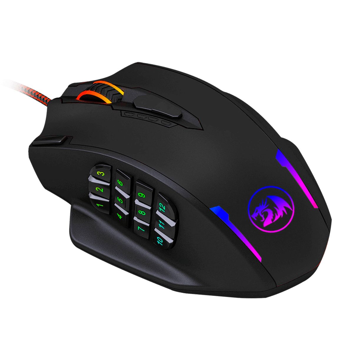 REDRAGON - Mouse Gamer MMO Redragon M908 Impact RGB, 18 Botones, 12400dpi