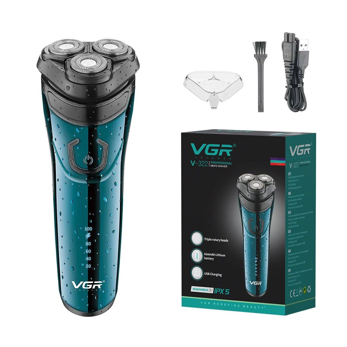 VGR - Maquina Afeitadora Vgr V-322 Recargable Inalambrica 2 En 1