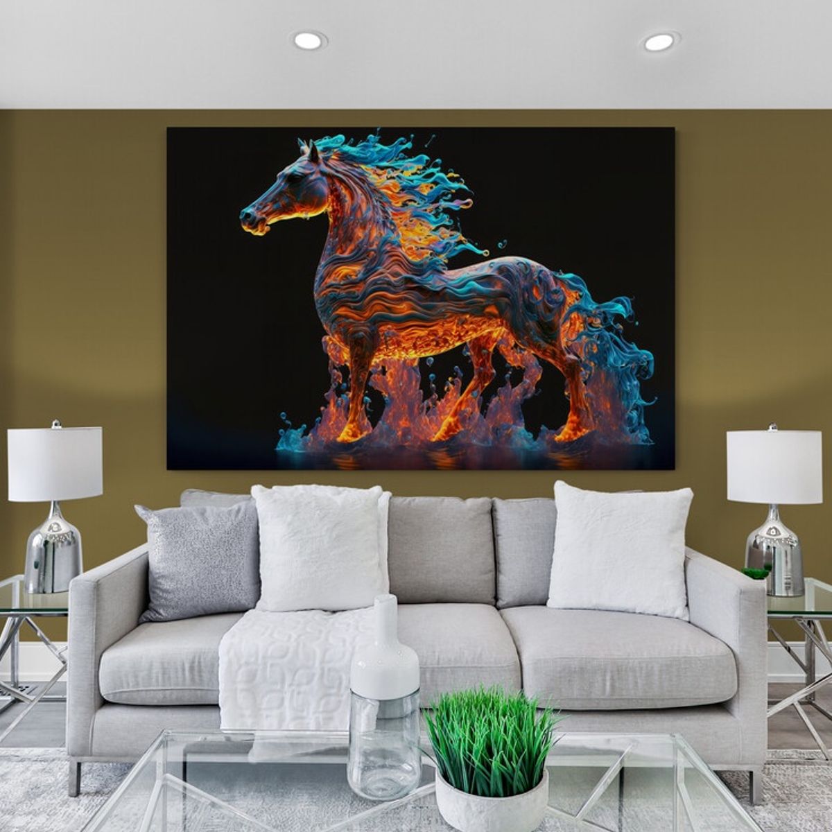 TAYRONA STORE - Cuadro En Lienzo Para La Sala Caballos 217 50x35cm
